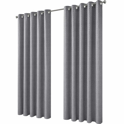 OLIVIA ROCCO Curtain 66" (WIDTH) x 72" (DROP) / GREY Paris Eyelet Jacquard Curtains Grey Wholesale Manchester UK