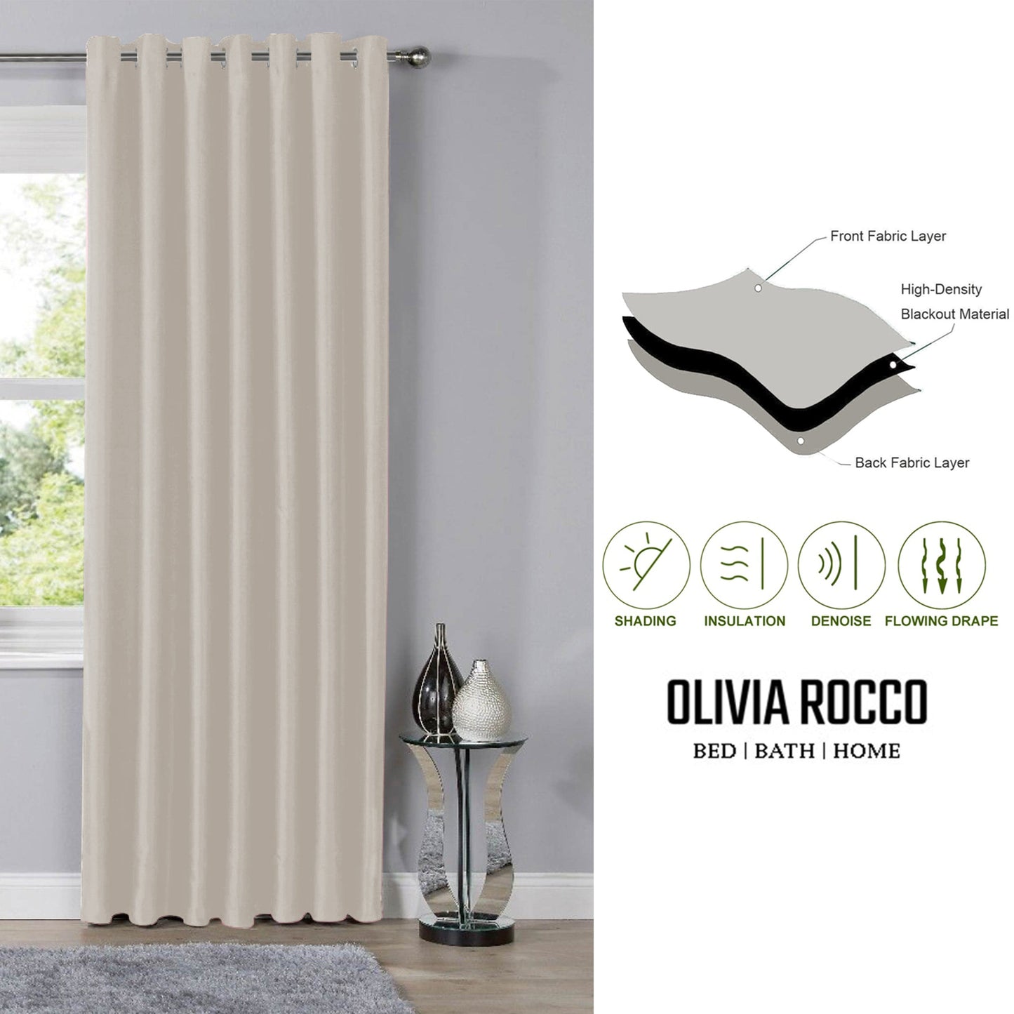 OLIVIA ROCCO Curtain Blackout Natural Eyelet Curtains Wholesale Manchester UK