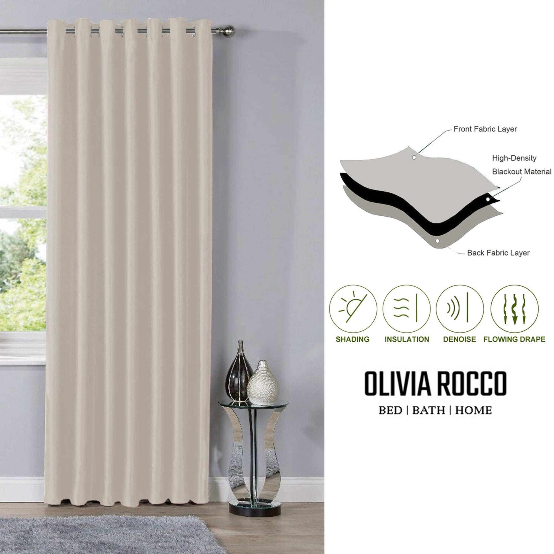 OLIVIA ROCCO Curtain Blackout Natural Eyelet Curtains Wholesale Manchester UK