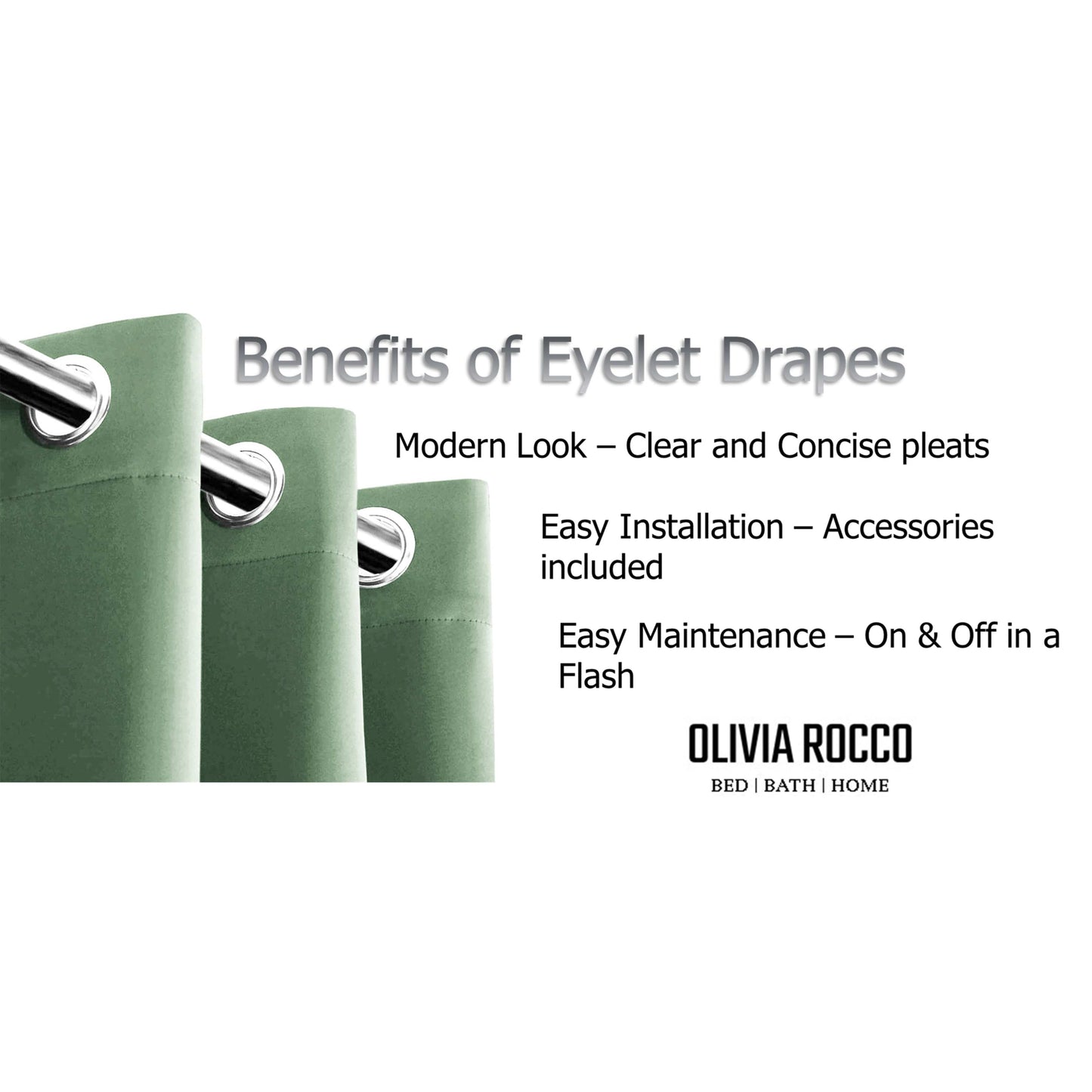 OLIVIA ROCCO Curtain Blackout Sage Green Eyelet Curtains Wholesale Manchester UK