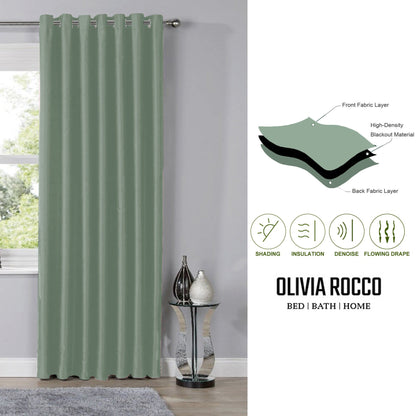 OLIVIA ROCCO Curtain Blackout Sage Green Eyelet Curtains Wholesale Manchester UK