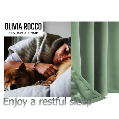 OLIVIA ROCCO Curtain Blackout Sage Green Eyelet Curtains Wholesale Manchester UK