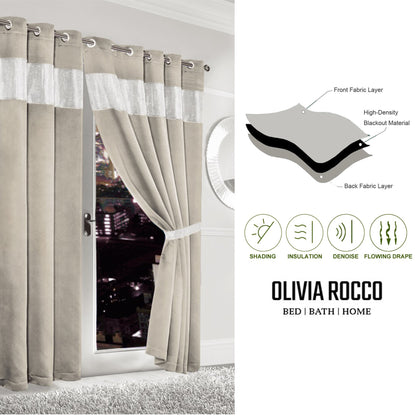 OLIVIA ROCCO Curtain Diamante Natural Blackout Eyelet Curtains Wholesale Manchester UK