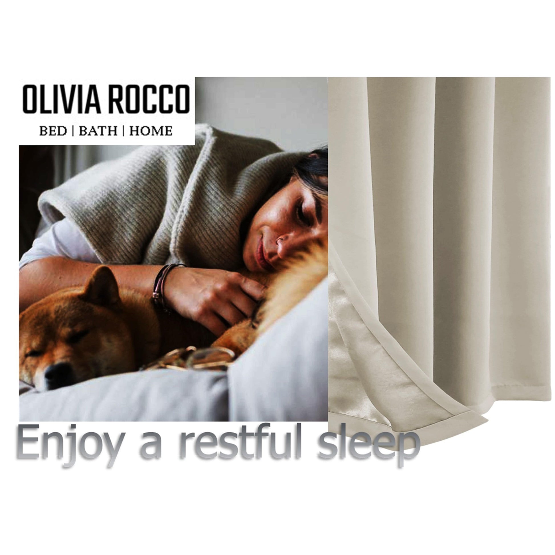 OLIVIA ROCCO Curtain Diamante Natural Blackout Eyelet Curtains Wholesale Manchester UK