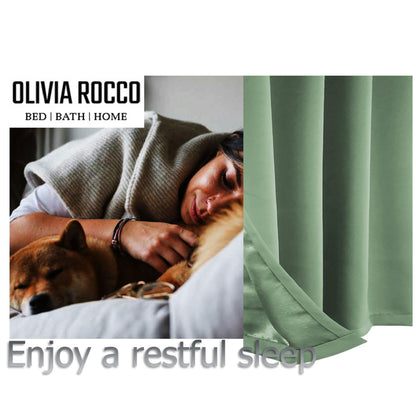 OLIVIA ROCCO Curtain Diamante Sage Green Blackout Eyelet Curtains Wholesale Manchester UK