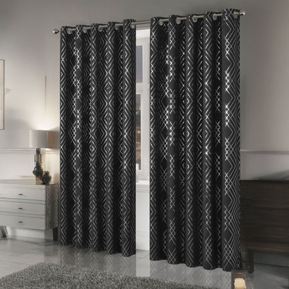 OLIVIA ROCCO Curtain Geometric Black Sparkle Blackout Curtains Wholesale Manchester UK