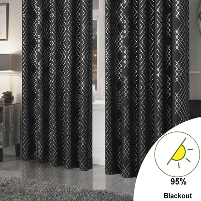 OLIVIA ROCCO Curtain Geometric Black Sparkle Blackout Curtains Wholesale Manchester UK