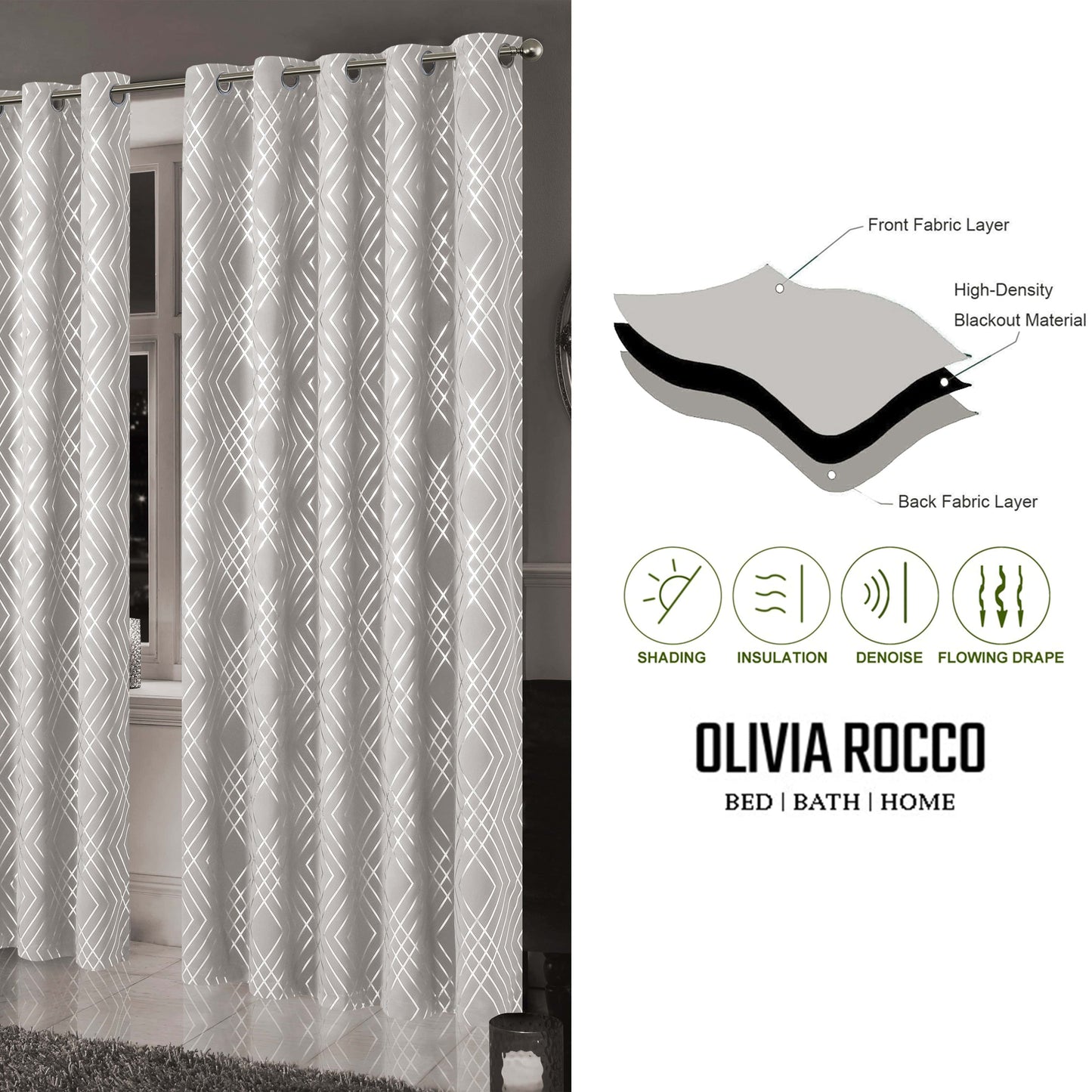 OLIVIA ROCCO Curtain Geometric Natural Sparkle Blackout Curtains Wholesale Manchester UK
