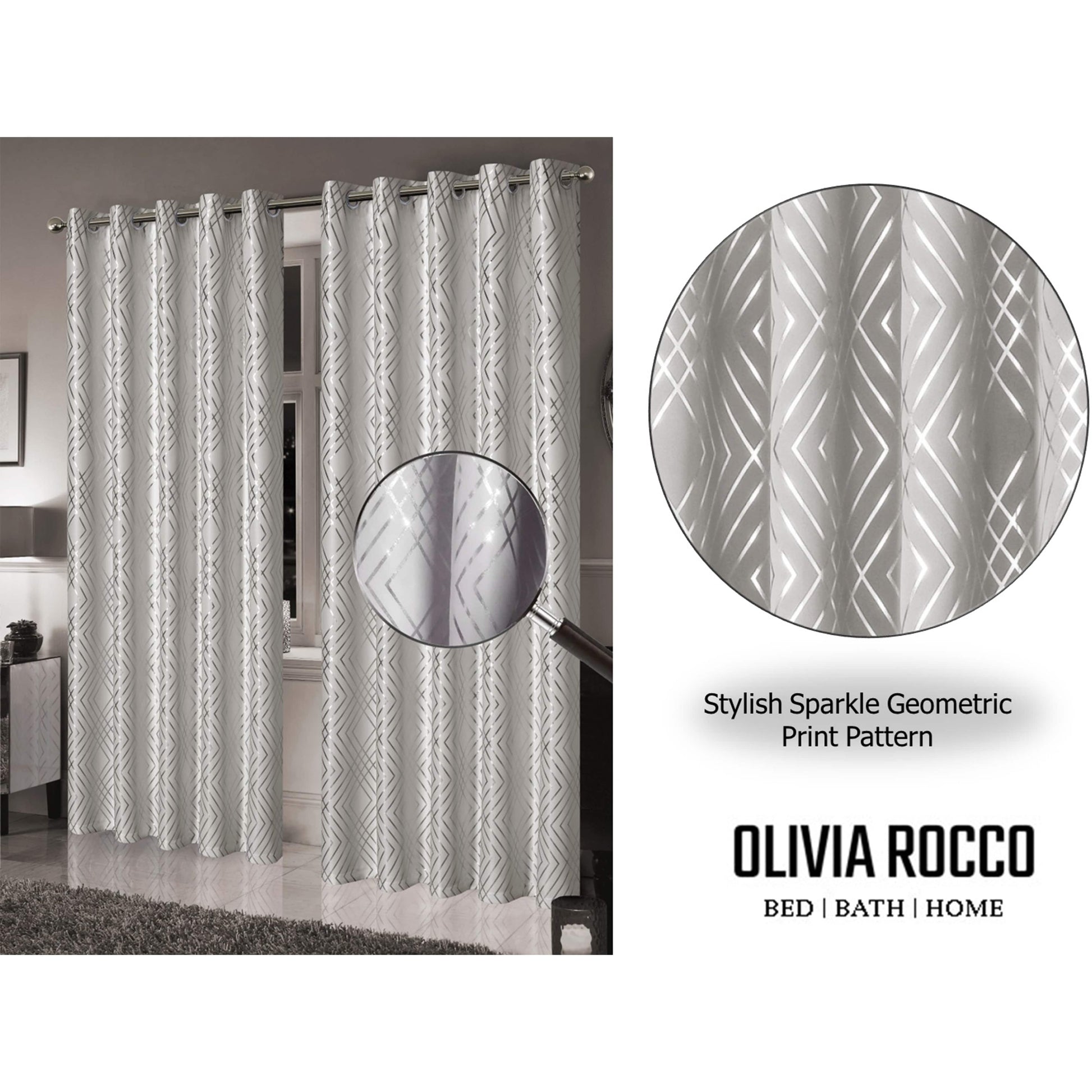 OLIVIA ROCCO Curtain Geometric Natural Sparkle Blackout Curtains Wholesale Manchester UK
