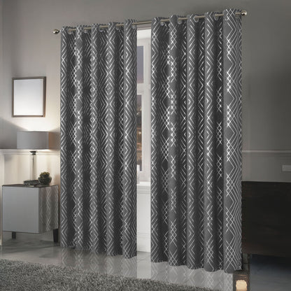 OLIVIA ROCCO Curtain Geometric Silver Sparkle Blackout Curtains Wholesale Manchester UK