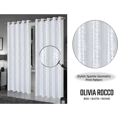 OLIVIA ROCCO Curtain Geometric White Sparkle Blackout Curtains Wholesale Manchester UK