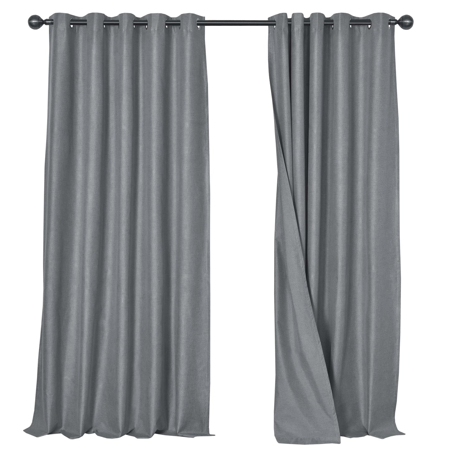 OLIVIA ROCCO Curtain GREY / 66" (WIDTH) x 72" (DROP) LOOMWORKS Blackout Linen Eyelet Curtains Wholesale Manchester UK