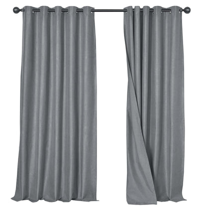 OLIVIA ROCCO Curtain GREY / 66" (WIDTH) x 72" (DROP) LOOMWORKS Blackout Linen Eyelet Curtains Wholesale Manchester UK
