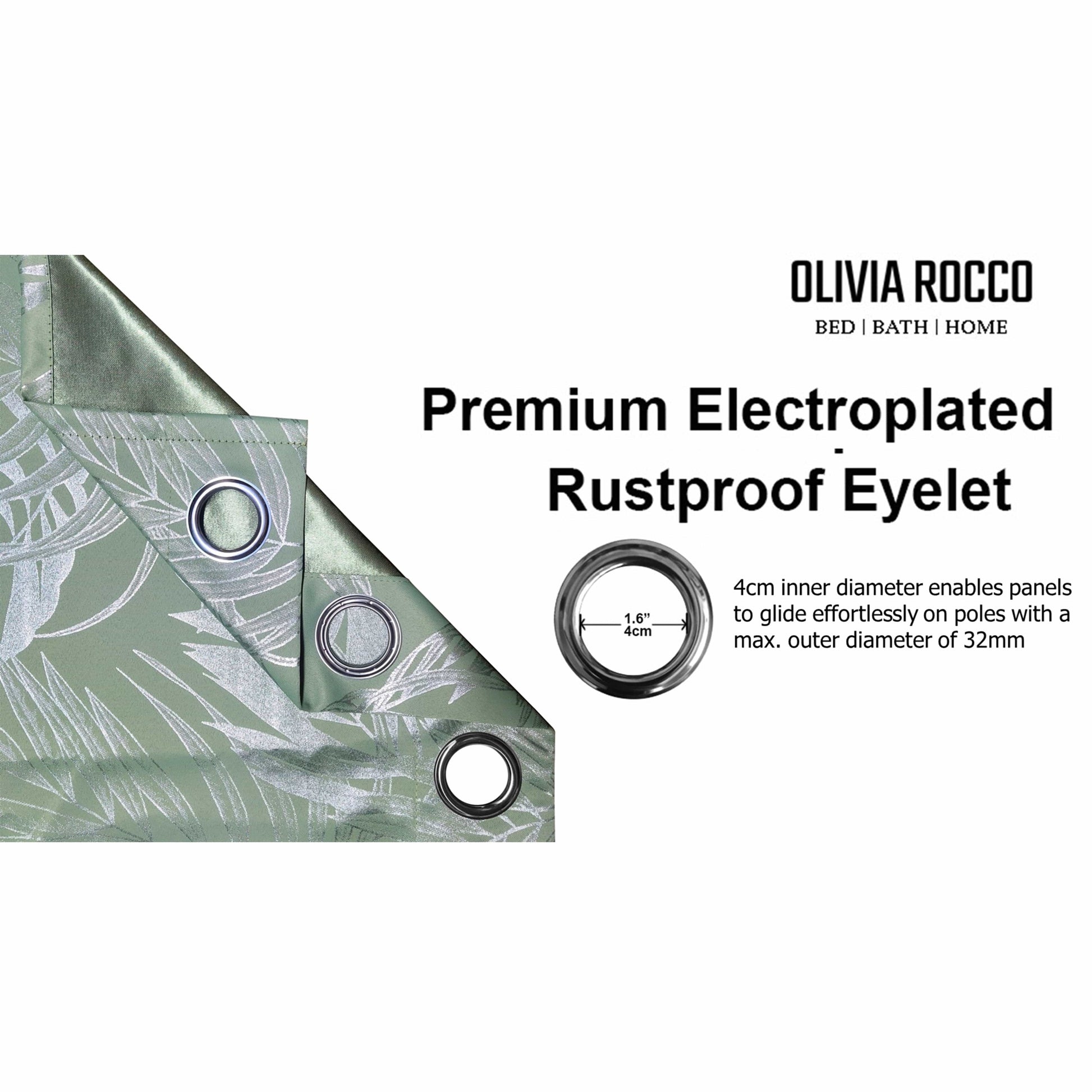 OLIVIA ROCCO Curtain Leaf Sage Green Sparkle Blackout Curtains Wholesale Manchester UK