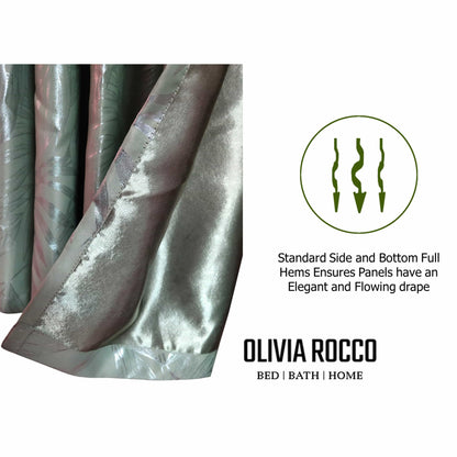 OLIVIA ROCCO Curtain Leaf Sage Green Sparkle Blackout Curtains Wholesale Manchester UK