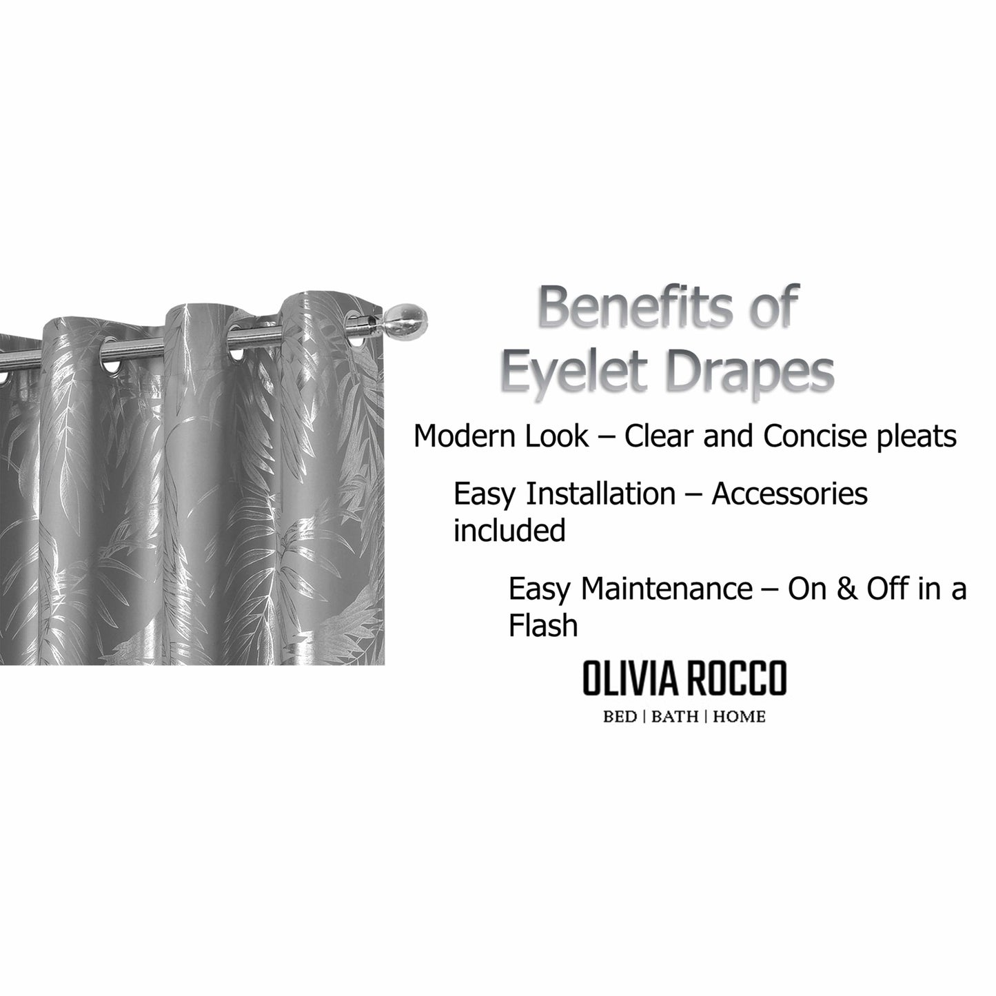 OLIVIA ROCCO Curtain Leaf Silver Sparkle Blackout Curtains Wholesale Manchester UK