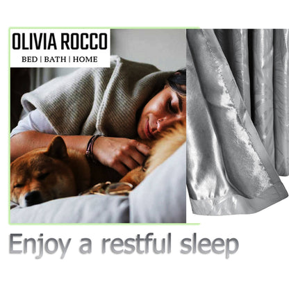 OLIVIA ROCCO Curtain Leaf Silver Sparkle Blackout Curtains Wholesale Manchester UK