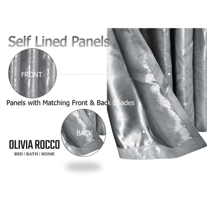 OLIVIA ROCCO Curtain Leaf Silver Sparkle Blackout Curtains Wholesale Manchester UK