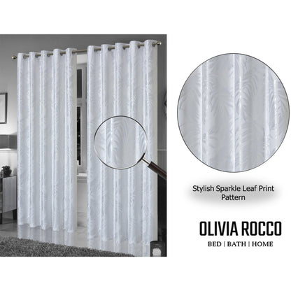 OLIVIA ROCCO Curtain Leaf White Sparkle Blackout Curtains Wholesale Manchester UK