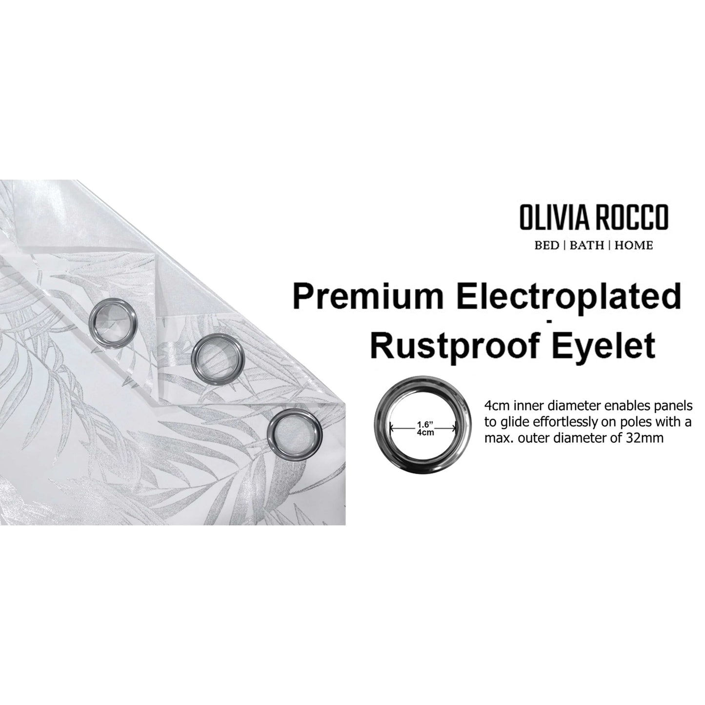 OLIVIA ROCCO Curtain Leaf White Sparkle Blackout Curtains Wholesale Manchester UK