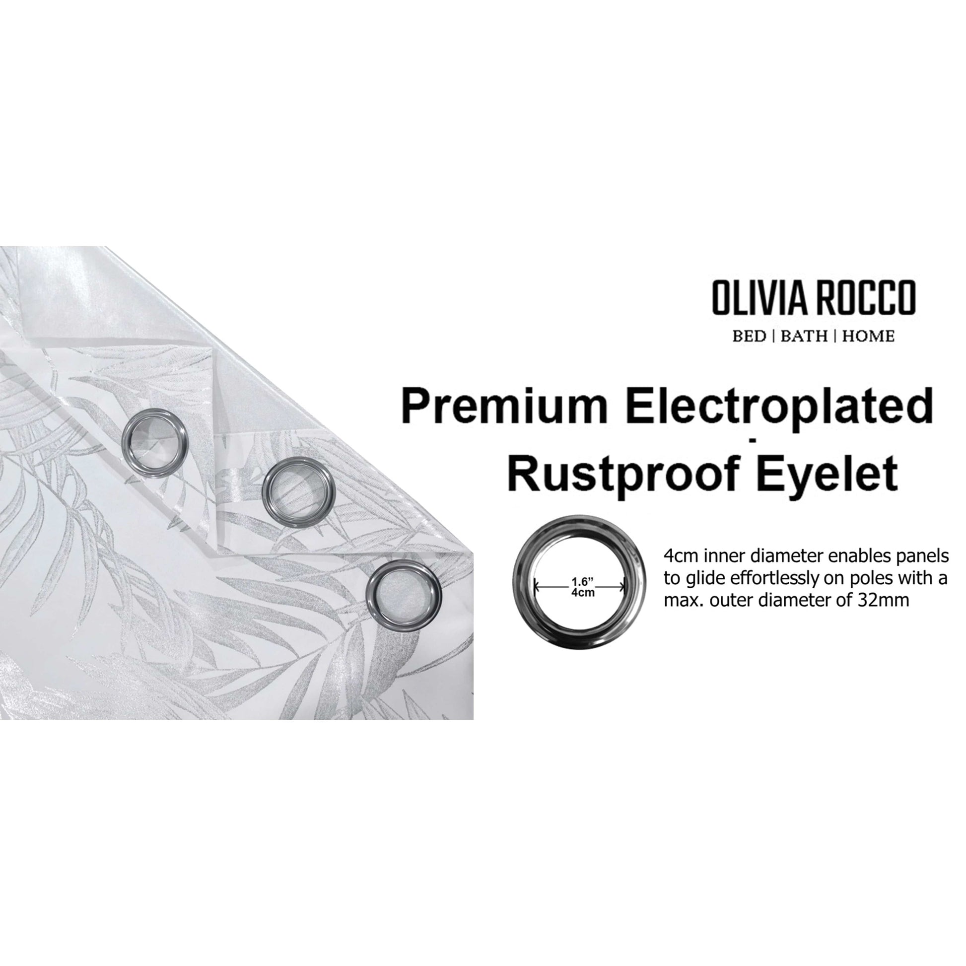 OLIVIA ROCCO Curtain Leaf White Sparkle Blackout Curtains Wholesale Manchester UK