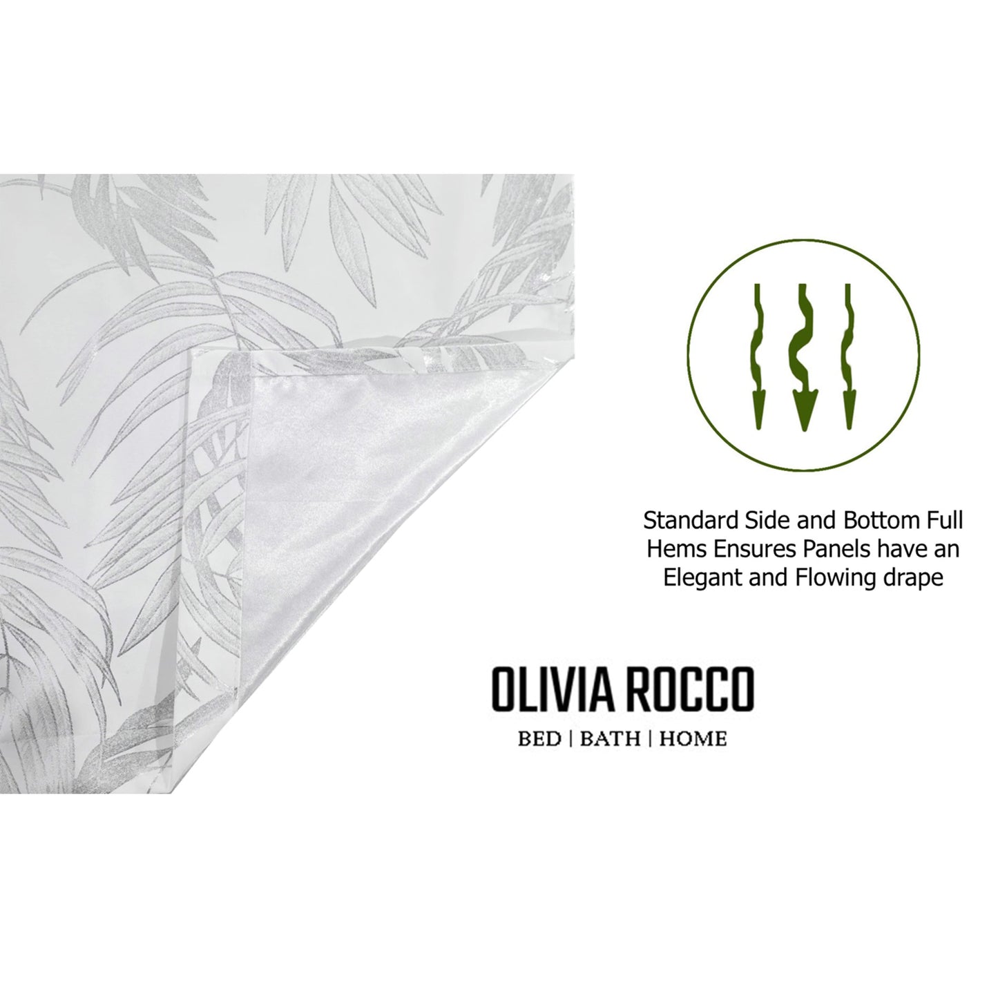 OLIVIA ROCCO Curtain Leaf White Sparkle Blackout Curtains Wholesale Manchester UK