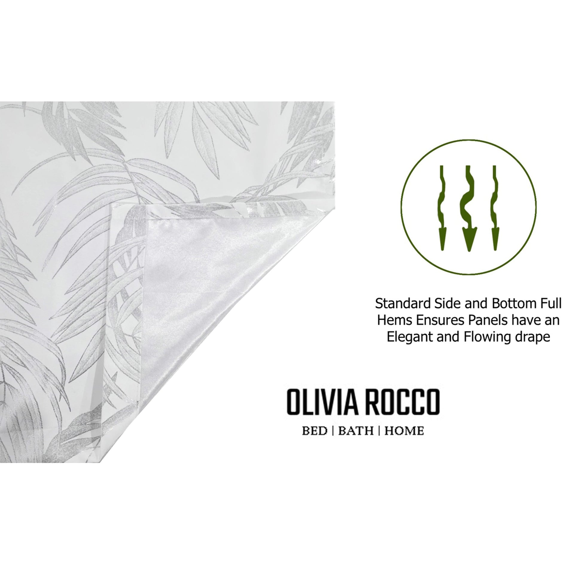 OLIVIA ROCCO Curtain Leaf White Sparkle Blackout Curtains Wholesale Manchester UK