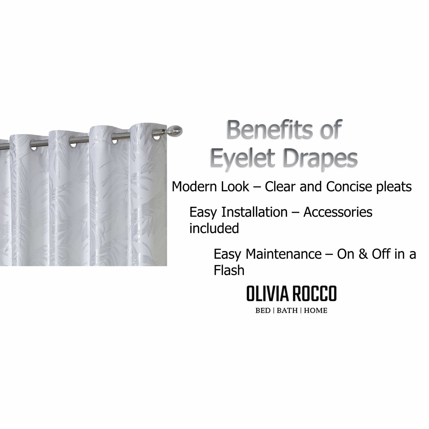 OLIVIA ROCCO Curtain Leaf White Sparkle Blackout Curtains Wholesale Manchester UK