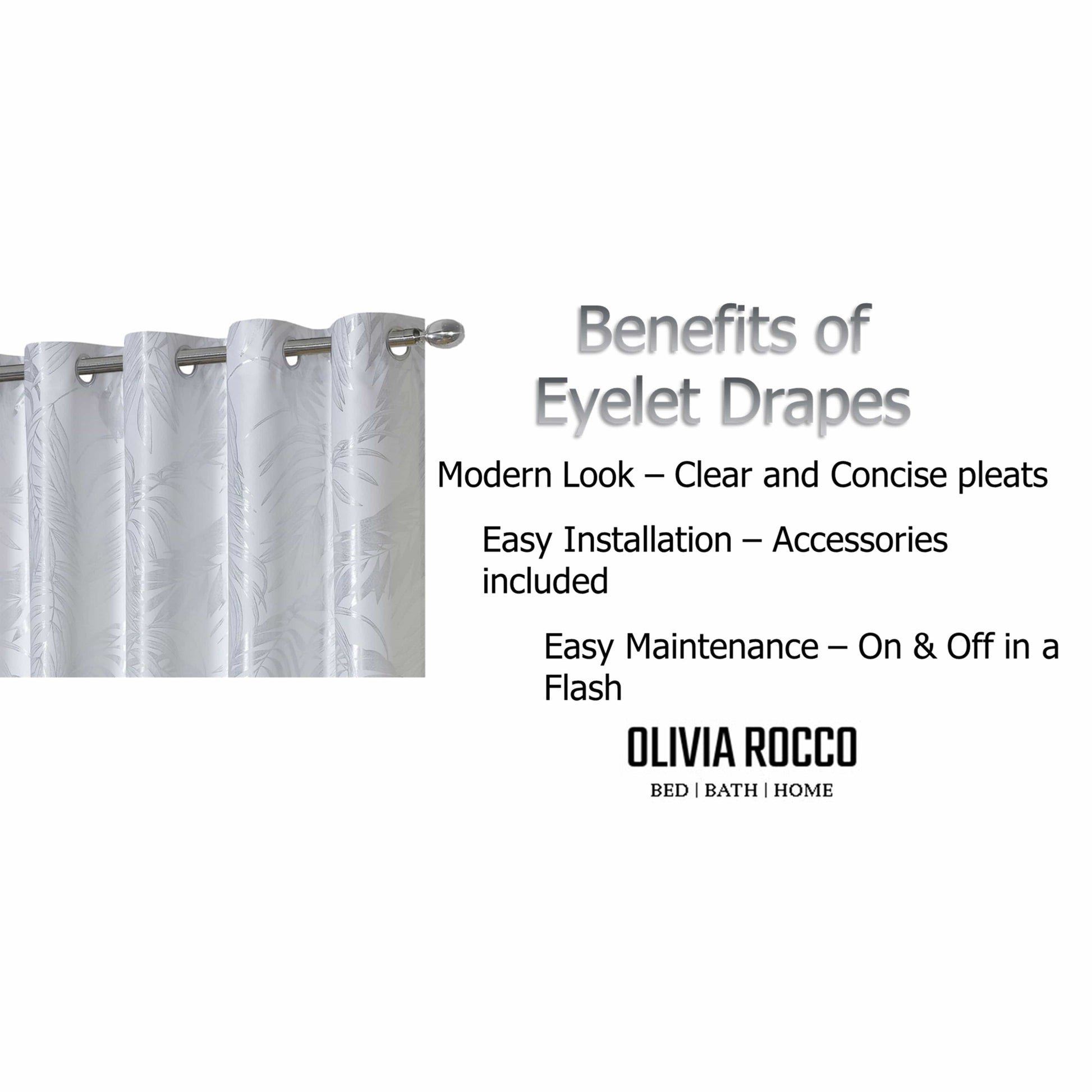 OLIVIA ROCCO Curtain Leaf White Sparkle Blackout Curtains Wholesale Manchester UK