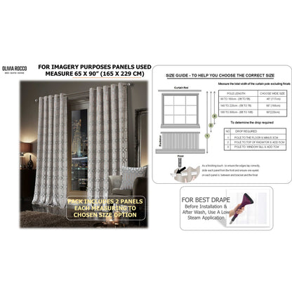 OLIVIA ROCCO Curtain Luxe Geo Velvet Eyelet Curtains Champagne Wholesale Manchester UK