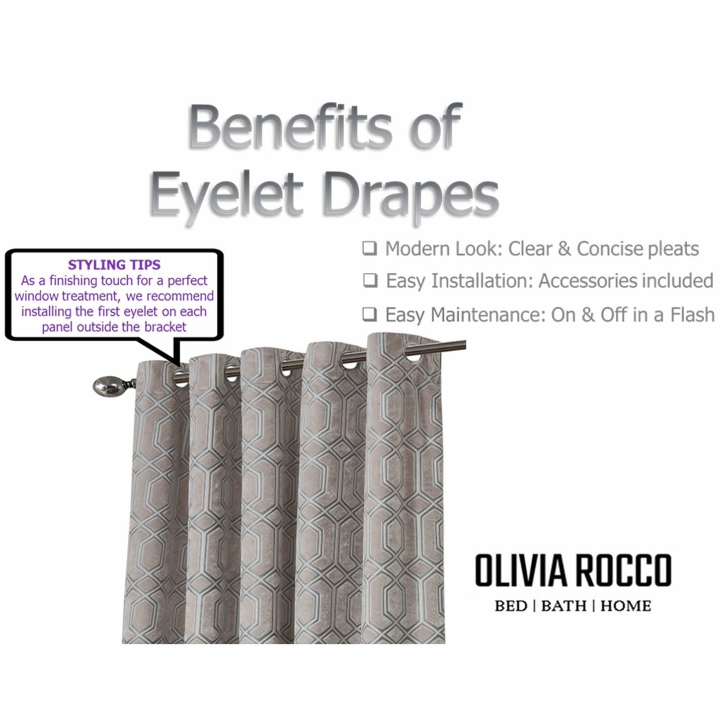 OLIVIA ROCCO Curtain Luxe Geo Velvet Eyelet Curtains Champagne Wholesale Manchester UK