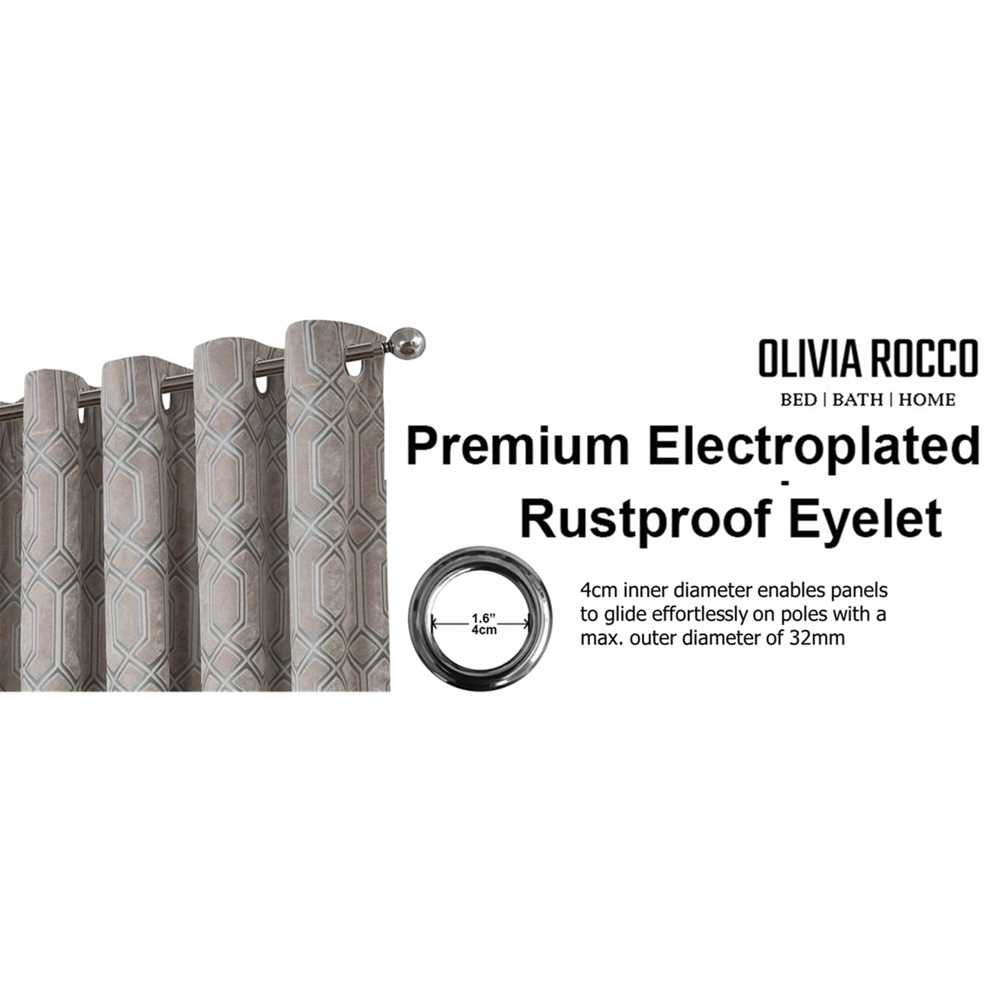 OLIVIA ROCCO Curtain Luxe Geo Velvet Eyelet Curtains Champagne Wholesale Manchester UK