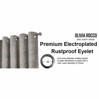OLIVIA ROCCO Curtain Luxe Geo Velvet Eyelet Curtains Champagne Wholesale Manchester UK