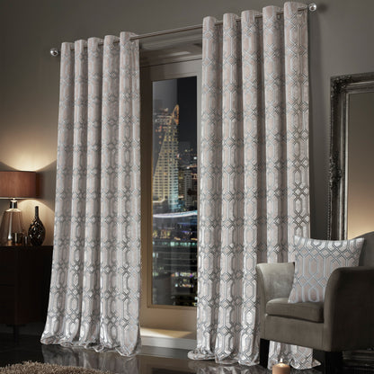 OLIVIA ROCCO Curtain Luxe Geo Velvet Eyelet Curtains Champagne Wholesale Manchester UK