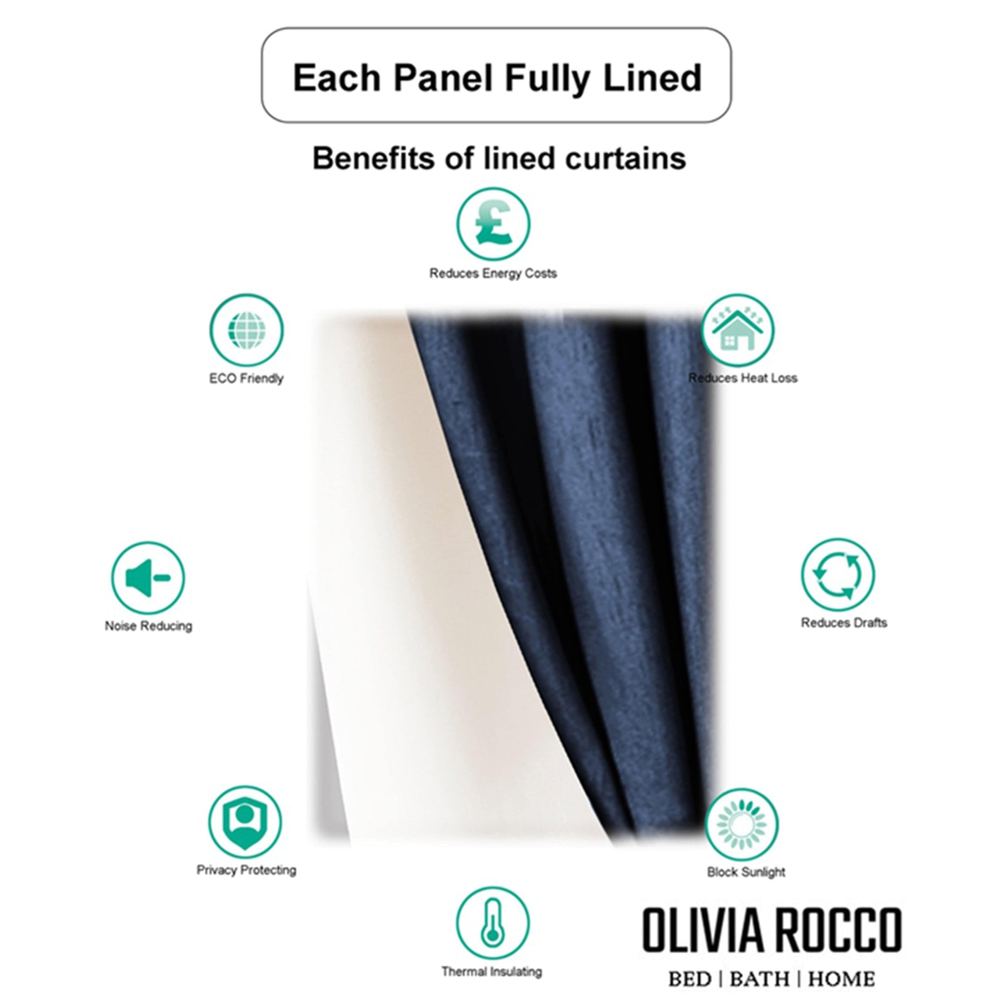 OLIVIA ROCCO Curtain Luxe Geo Velvet Eyelet Curtains Teal Wholesale Manchester UK