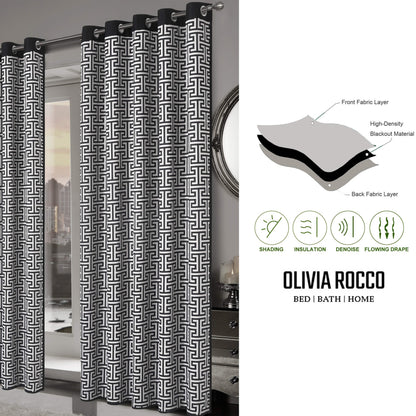 OLIVIA ROCCO Curtain Milano Geometric Blackout Curtains Wholesale Manchester UK