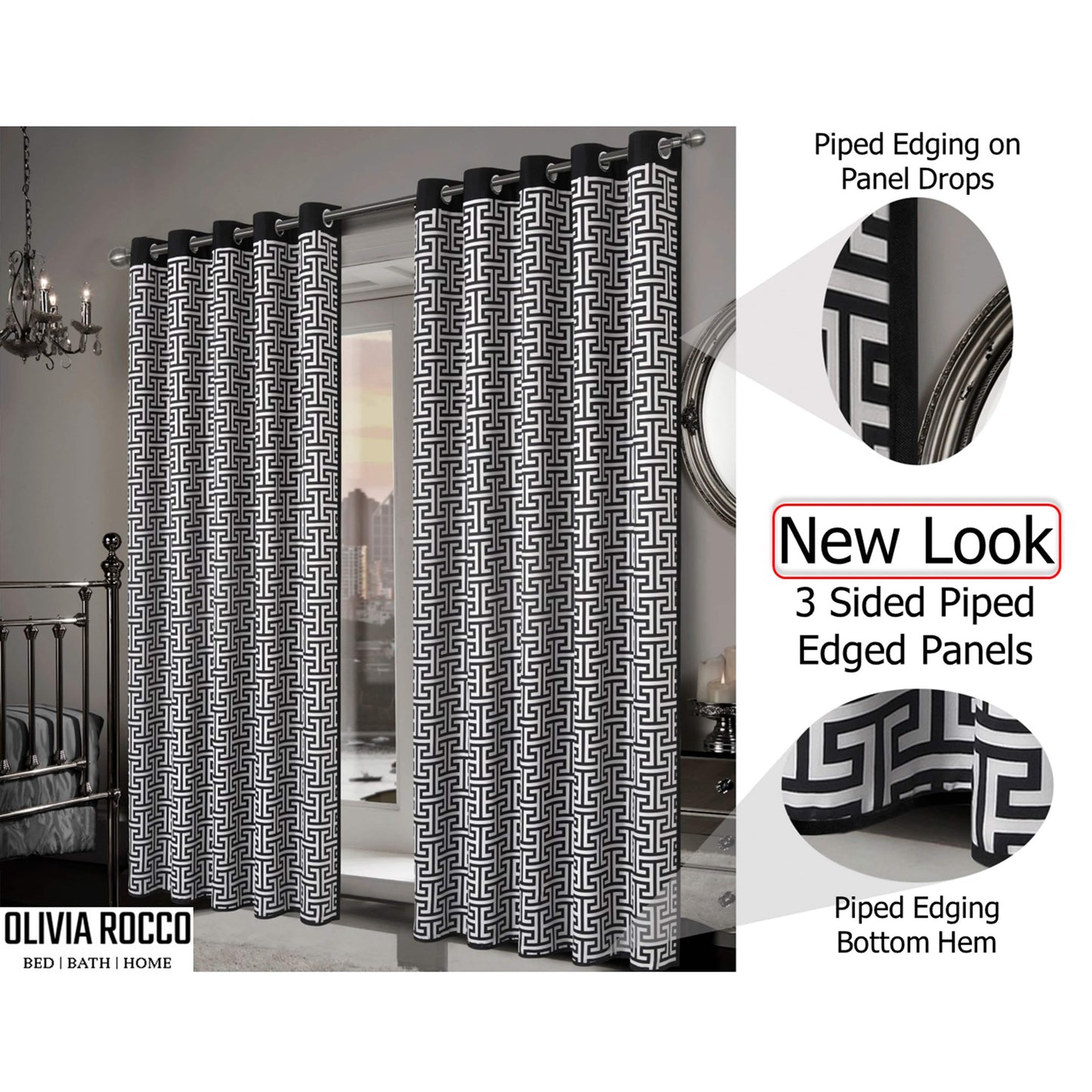 OLIVIA ROCCO Curtain Milano Geometric Blackout Curtains Wholesale Manchester UK
