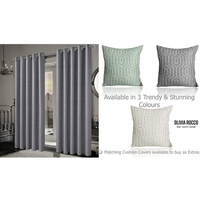 OLIVIA ROCCO Curtain Paris Eyelet Jacquard Curtains Grey Wholesale Manchester UK