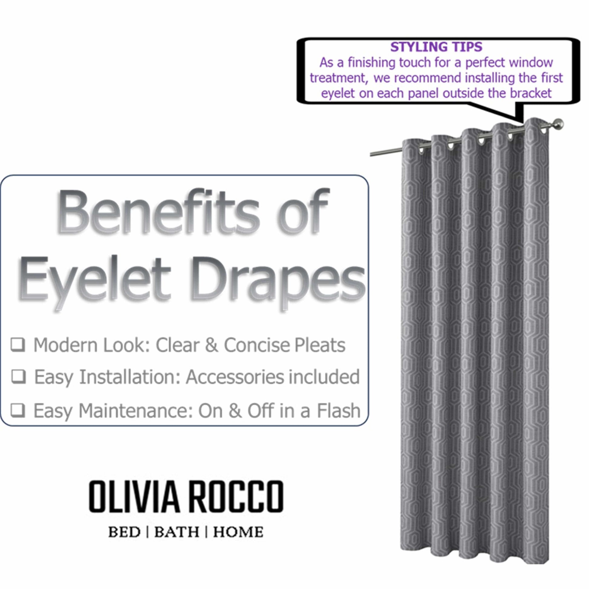 OLIVIA ROCCO Curtain Paris Eyelet Jacquard Curtains Grey Wholesale Manchester UK