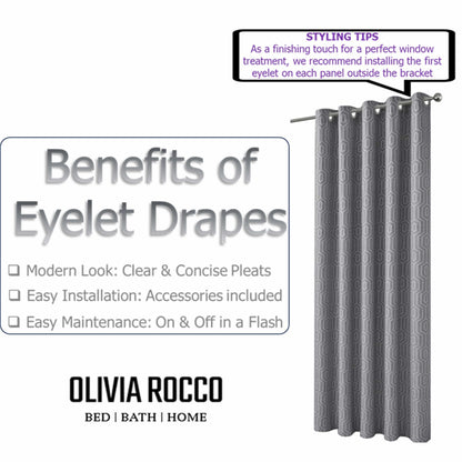 OLIVIA ROCCO Curtain Paris Eyelet Jacquard Curtains Grey Wholesale Manchester UK