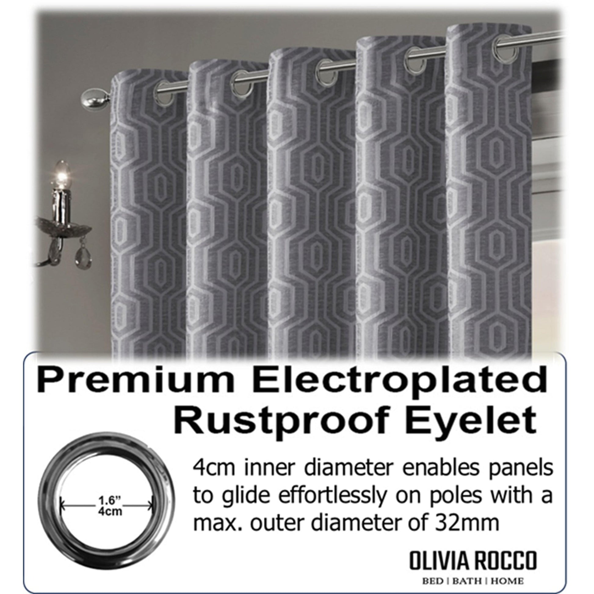 OLIVIA ROCCO Curtain Paris Eyelet Jacquard Curtains Grey Wholesale Manchester UK