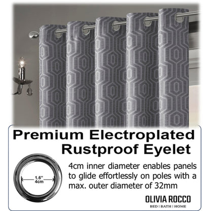 OLIVIA ROCCO Curtain Paris Eyelet Jacquard Curtains Grey Wholesale Manchester UK