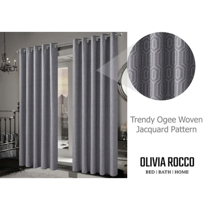 OLIVIA ROCCO Curtain Paris Eyelet Jacquard Curtains Grey Wholesale Manchester UK