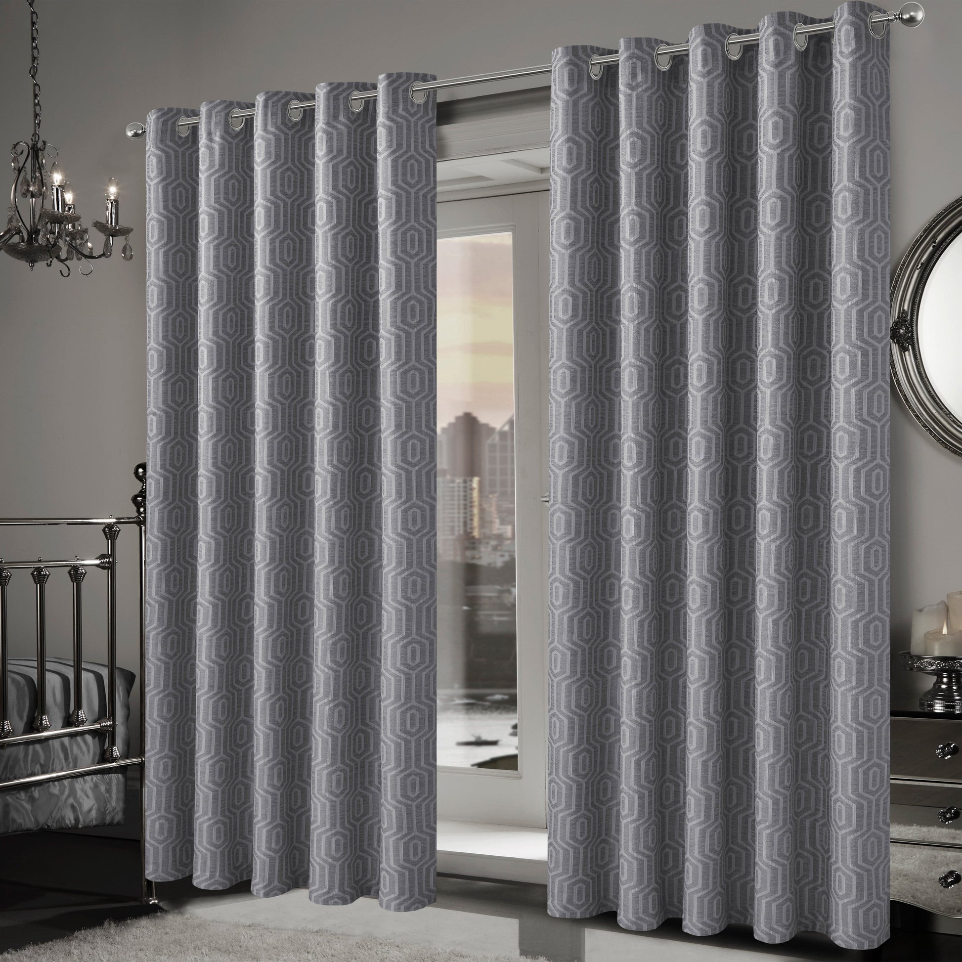 OLIVIA ROCCO Curtain Paris Eyelet Jacquard Curtains Grey Wholesale Manchester UK
