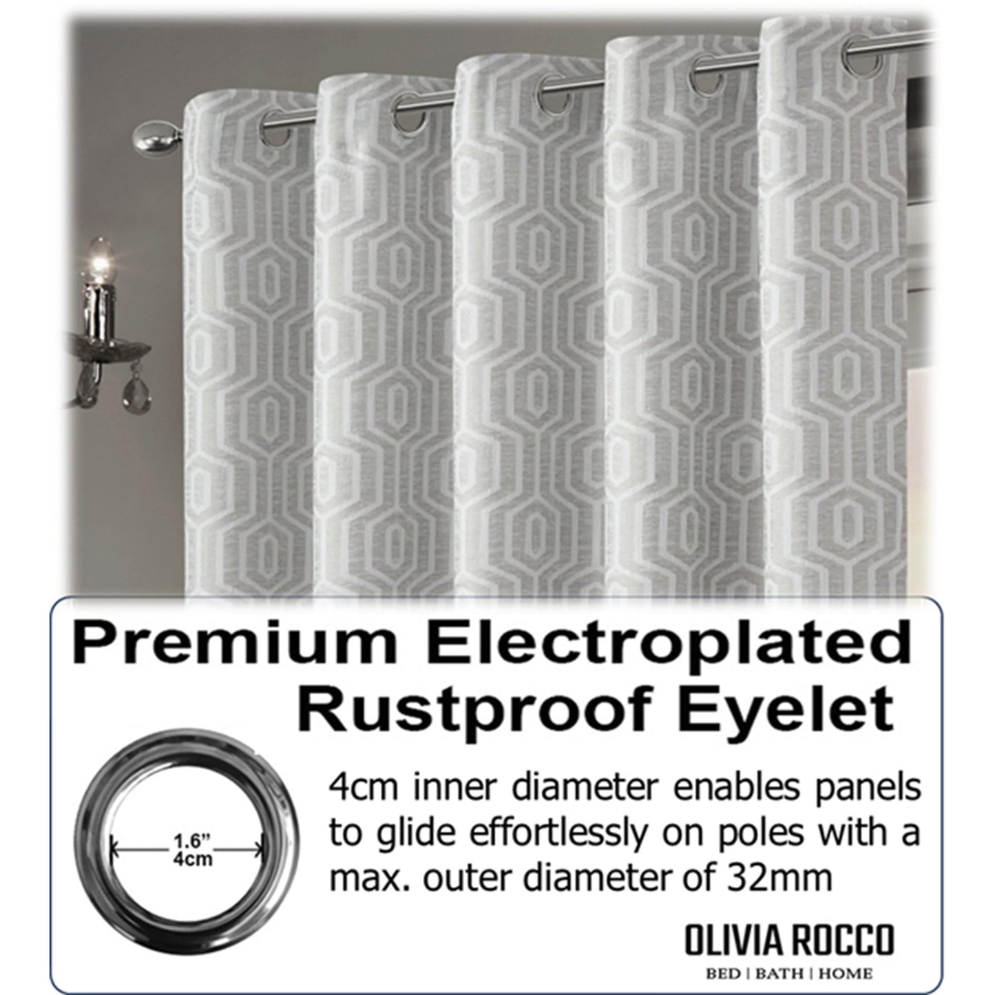 OLIVIA ROCCO Curtain Paris Eyelet Jacquard Curtains Natural Wholesale Manchester UK