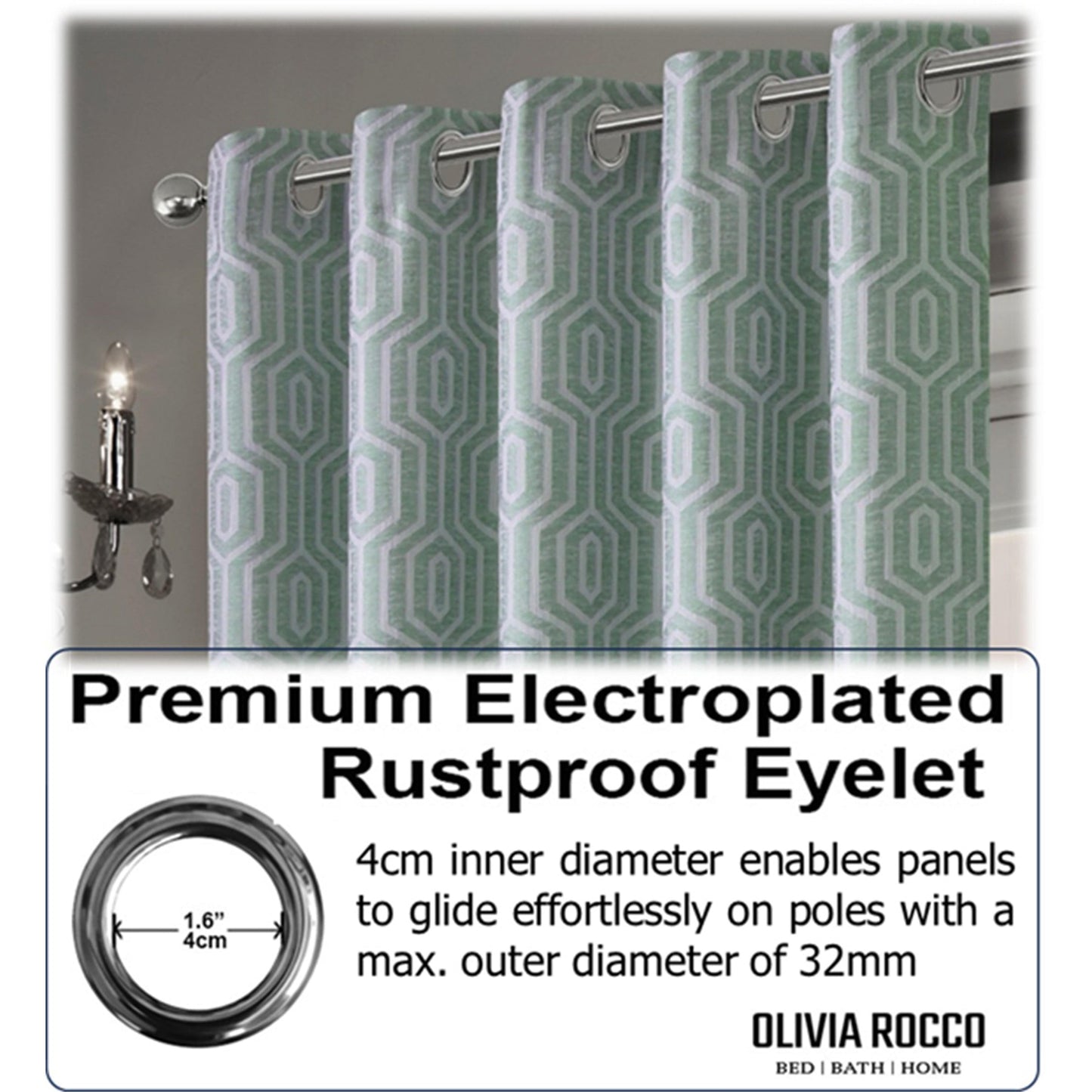 OLIVIA ROCCO Curtain Paris Eyelet Jacquard Curtains Sage Green Wholesale Manchester UK