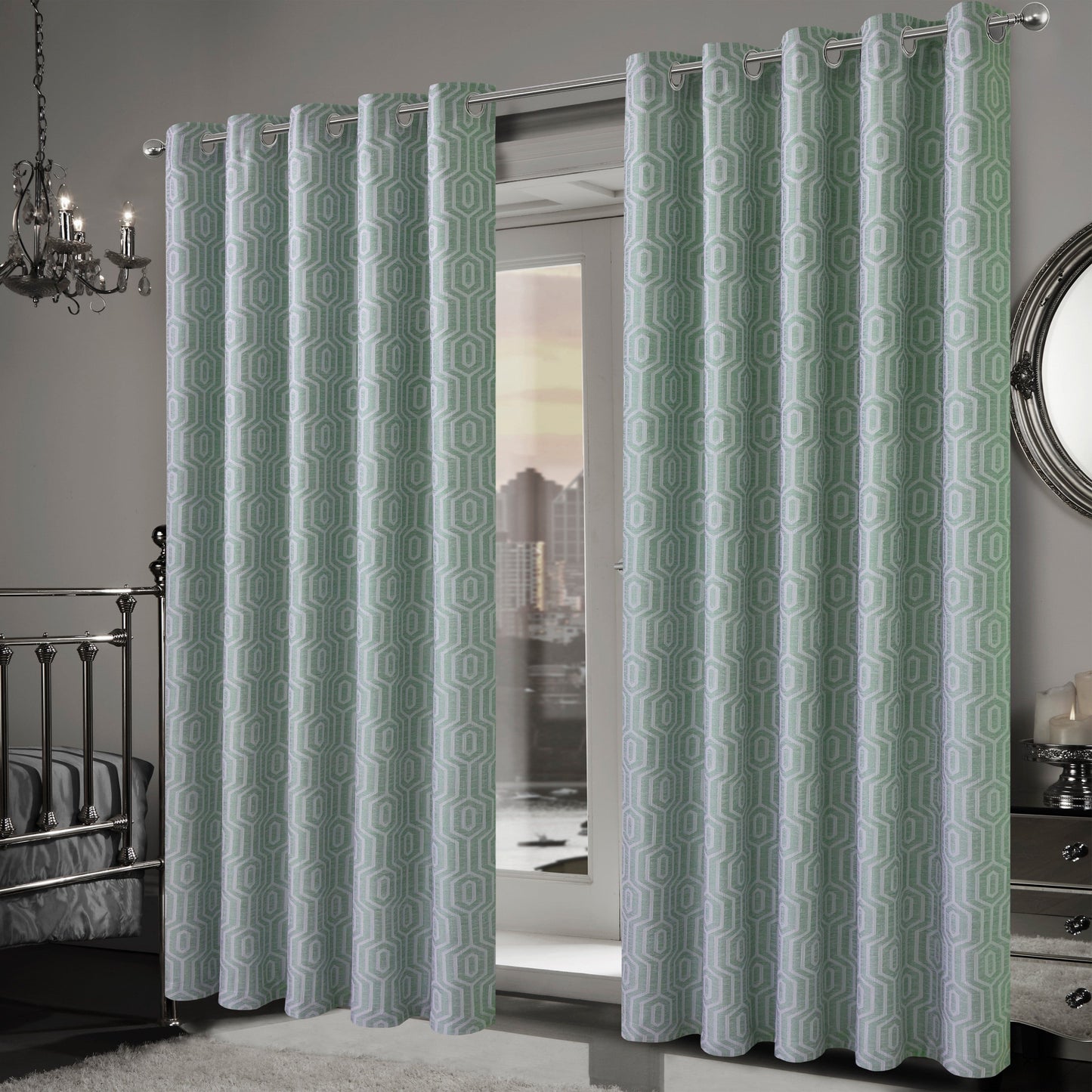 OLIVIA ROCCO Curtain Paris Eyelet Jacquard Curtains Sage Green Wholesale Manchester UK
