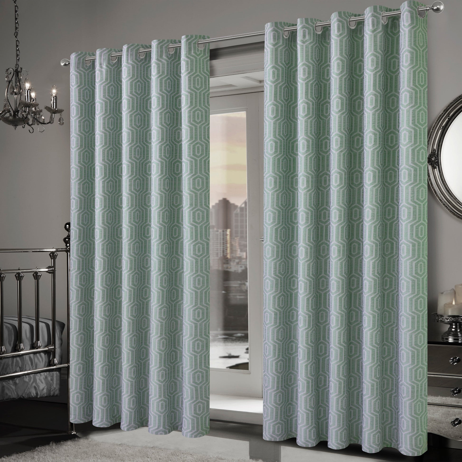 OLIVIA ROCCO Curtain Paris Eyelet Jacquard Curtains Sage Green Wholesale Manchester UK