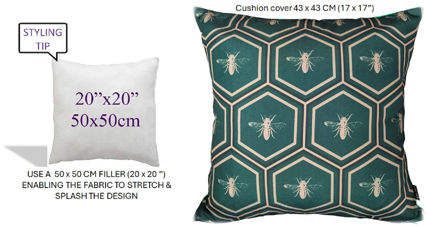 OLIVIA ROCCO Cushions 43 x 43 cm / EMERALD BEES Emerald Bees Waterproof Cushion Covers 43x43cm Wholesale Manchester UK