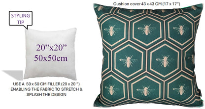 OLIVIA ROCCO Cushions 43 x 43 cm / EMERALD BEES Emerald Bees Waterproof Cushion Covers 43x43cm Wholesale Manchester UK